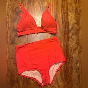 J. Crew Vibrant Red Bikini High Waisted Matching Set
